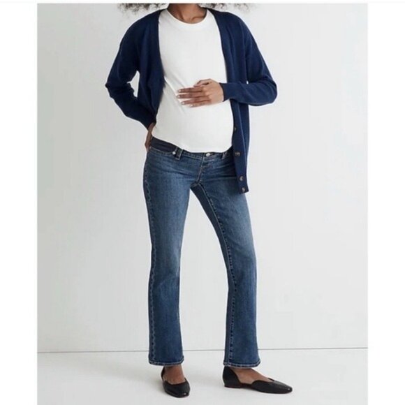 Madewell The Maternity Side-Panel Kick Out Crop Jeans in Arlen Wash 29 - Picture 11 of 11